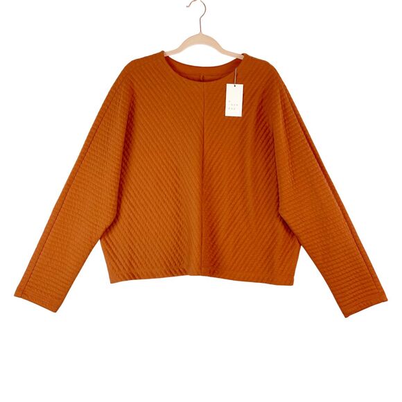A New Day Sweater Women's XL Orange Quilted Crewneck Dolman Sleeve Pullover - Picture 1 of 5